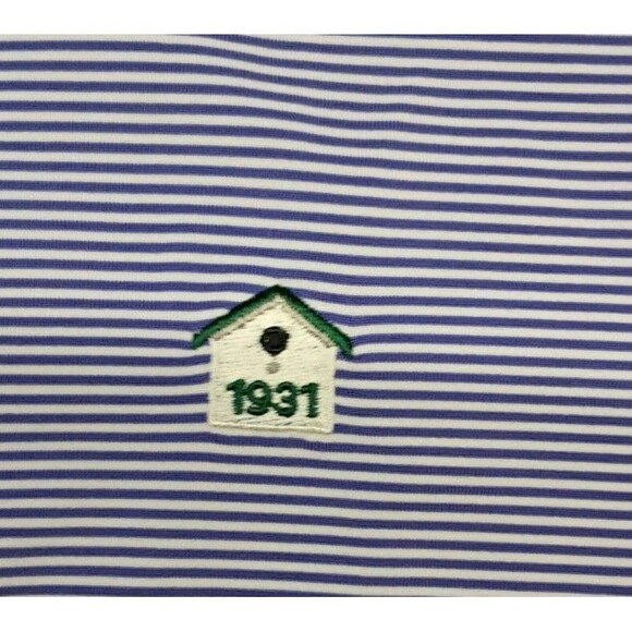 Greyson‎ Polo Shirt Men's XL Blue Striped Golf Short Sleeve Wolf Logo - Picture 4 of 10
